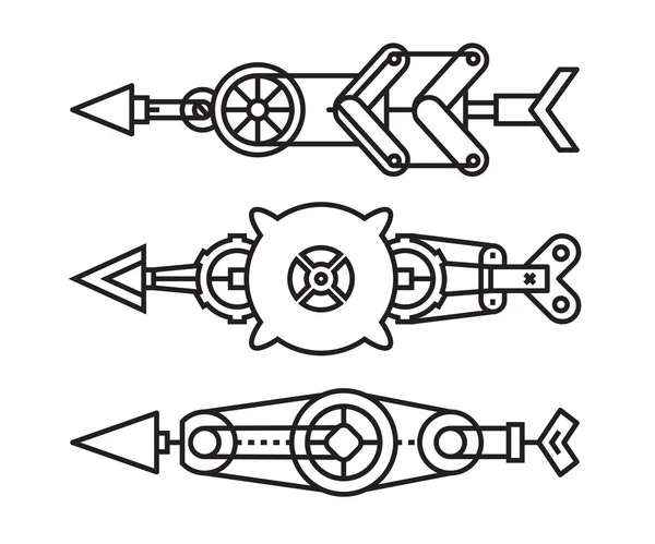 Flèches Jeu Armes Illustration Vectorielle Ligne — Image vectorielle