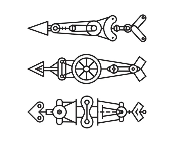 Arrows Weapon Set Line Vector Illustration — Stock Vector