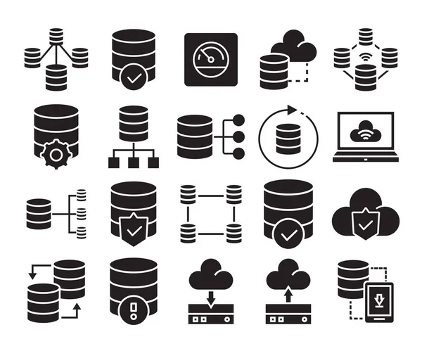 Database Network Icons Set — Stock Vector