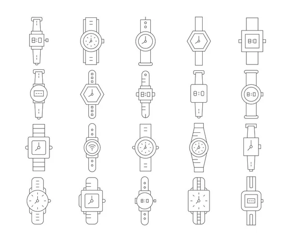 Watch Smartwatch Icons Line Vector Illustration — Stockový vektor