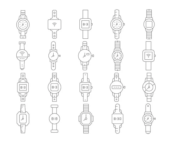 Watch Smartwatch Icons Line Vector Illustration — Stockvector