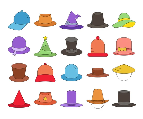 Vektör Çizim Şapka Icons Set — Stok Vektör