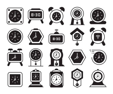 clock and alarm clock icons set vector illustration