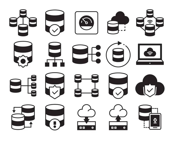 Database Network Icons Set — Stock Vector