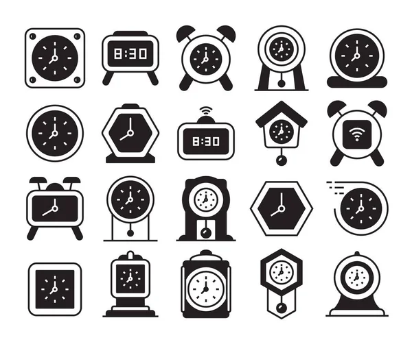 Clock Alarm Clock Icons Set Vector Illustration Rechtenvrije Stockvectors