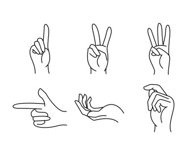 El hareketleri çizilmiş çizgi çizimi