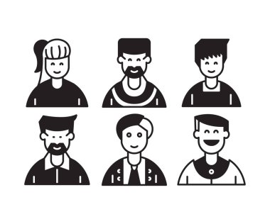 insan karakterleri ve avatarlar simgeleri illüstrasyonu