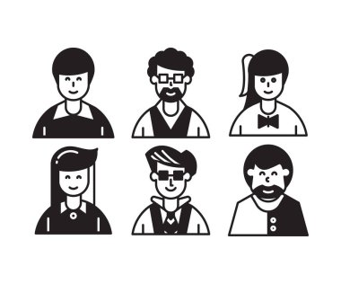 insan karakterleri ve avatarlar simgeleri illüstrasyonu