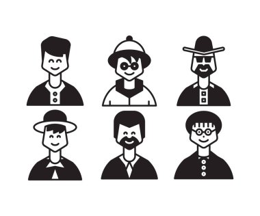 insan karakterleri ve avatarlar simgeleri illüstrasyonu