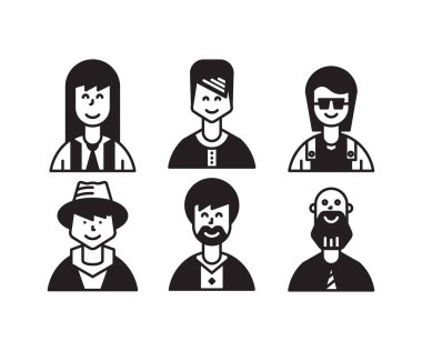 insan karakterleri ve avatarlar simgeleri illüstrasyonu