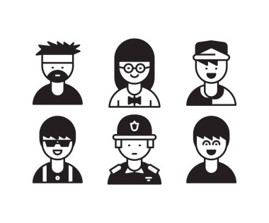 insan karakterleri ve avatarlar simgeleri illüstrasyonu