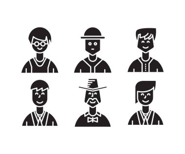 insan karakterleri ve avatarlar simgeleri illüstrasyonu