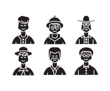 insan karakterleri ve avatarlar simgeleri illüstrasyonu