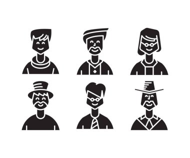 insan karakterleri ve avatarlar simgeleri illüstrasyonu