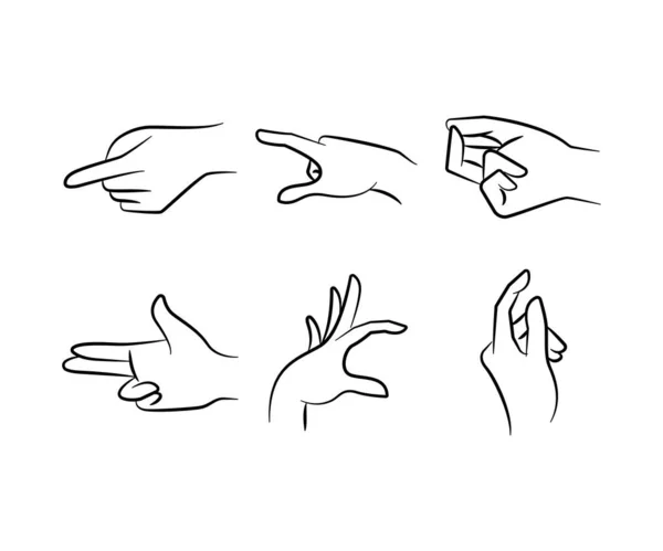 Kézmozdulatok Készlet Kézzel Rajzolt Vonal Illusztráció — Stock Vector