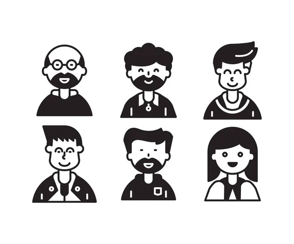 Personnages Personnages Avatars Icônes Illustration — Image vectorielle