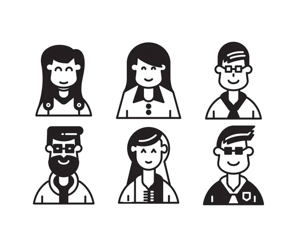 Emberek Karakterek Avatarok Ikonok Illusztráció — Stock Vector