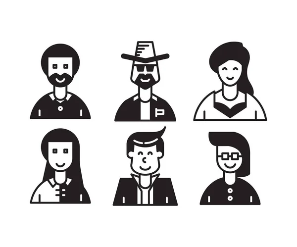 Personas Personajes Avatares Iconos Ilustración — Vector de stock