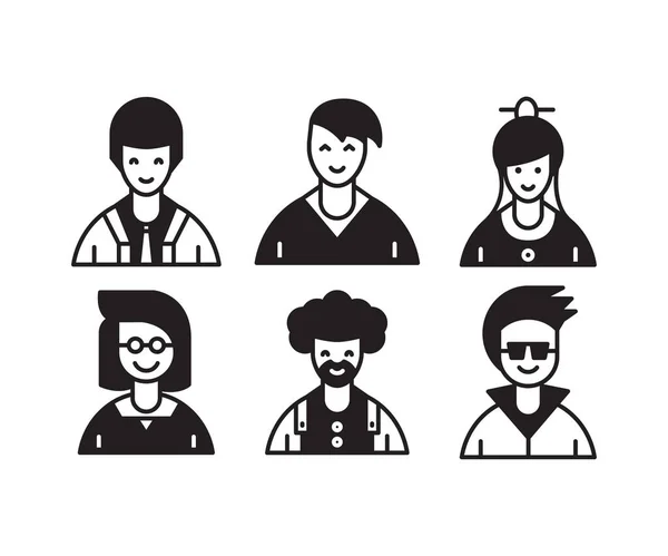 Personas Personajes Avatares Iconos Ilustración — Vector de stock