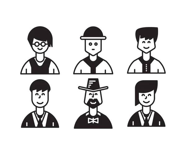 Personnages Personnages Avatars Icônes Illustration — Image vectorielle