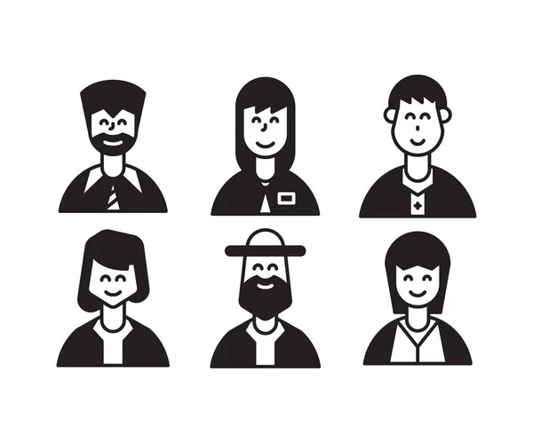 Personas Personajes Avatares Iconos Ilustración — Vector de stock