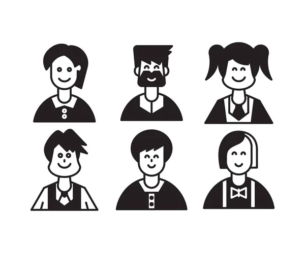 Personas Personajes Avatares Iconos Ilustración — Vector de stock