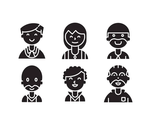 Mensen Personages Avatars Pictogrammen Illustratie — Stockvector