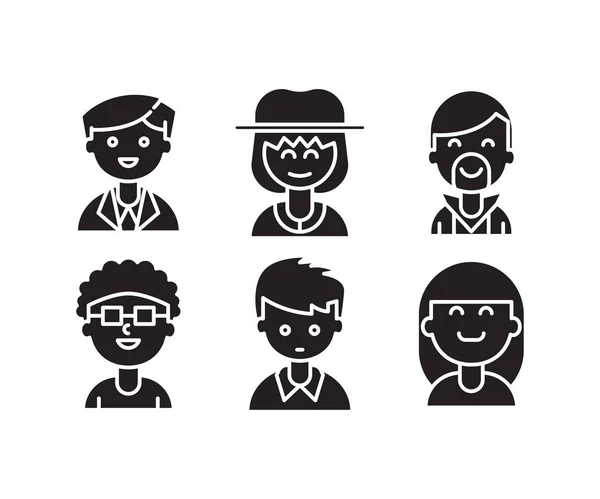 Mensen Personages Avatars Pictogrammen Illustratie — Stockvector