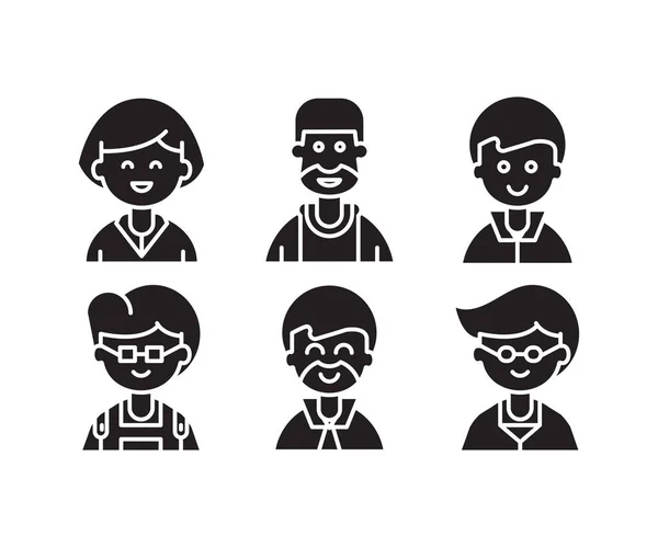 Mensen Personages Avatars Pictogrammen Illustratie — Stockvector