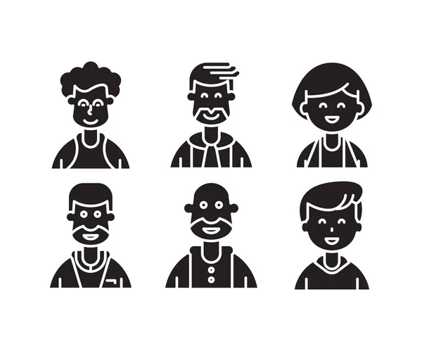 Personas Personajes Avatares Iconos Ilustración — Vector de stock