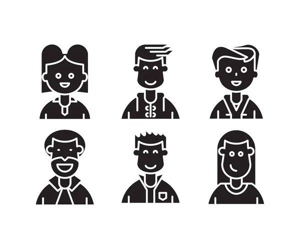 Personas Personajes Avatares Iconos Ilustración — Vector de stock