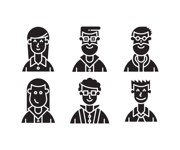 People Characters Avatars Icons Illustration — Stock Vector