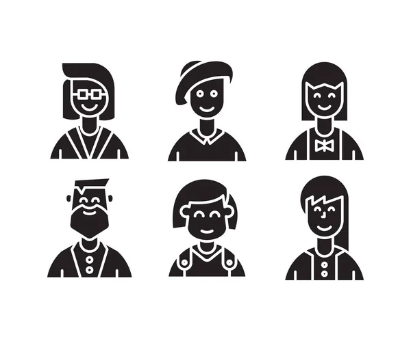 Mensen Personages Avatars Pictogrammen Illustratie — Stockvector