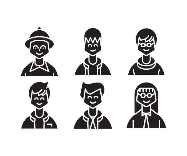 Persone Personaggi Avatar Icone Illustrazione — Vettoriale Stock