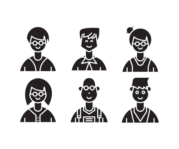 Mensen Personages Avatars Pictogrammen Illustratie — Stockvector