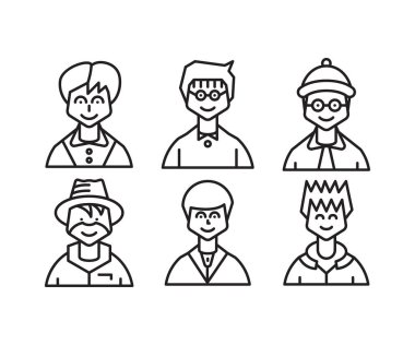 insan karakterleri ve avatarların simge çizgisi çizimi