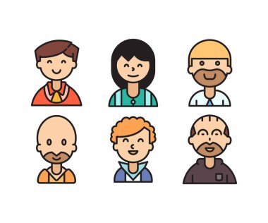 insanlar karakter avatarları vektör illüstrasyonunu ayarlar