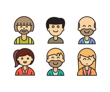 insanlar karakter avatarları vektör illüstrasyonunu ayarlar