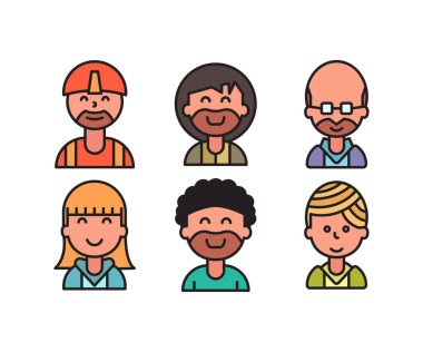 insanlar karakter avatarları vektör illüstrasyonunu ayarlar