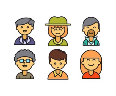 insanlar karakter avatarları vektör illüstrasyonunu ayarlar