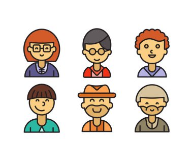 insanlar karakter avatarları vektör illüstrasyonunu ayarlar