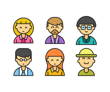 insanlar karakter avatarları vektör illüstrasyonunu ayarlar