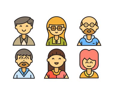 insanlar karakter avatarları vektör illüstrasyonunu ayarlar