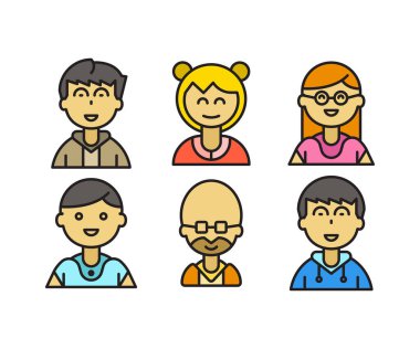 insanlar karakter avatarları vektör illüstrasyonunu ayarlar