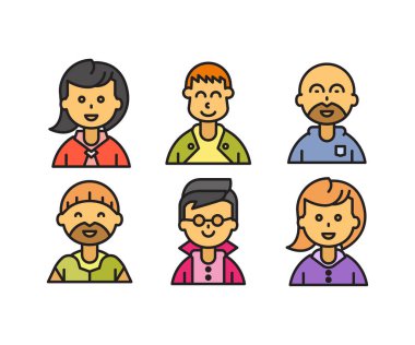 insan karakterleri ve avatarlar simgeleri illüstrasyonu