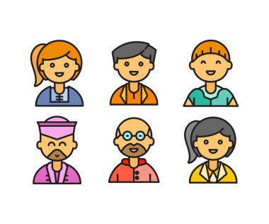 insan karakterleri ve avatarlar simgeleri illüstrasyonu