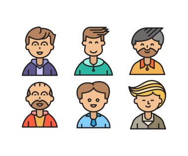 insan karakterleri ve avatarlar simgeleri illüstrasyonu