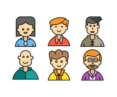 insan karakterleri ve avatarlar simgeleri illüstrasyonu