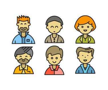 insan karakterleri ve avatarlar simgeleri illüstrasyonu