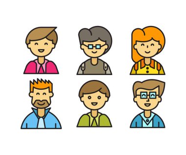 insan karakterleri ve avatarlar simgeleri illüstrasyonu